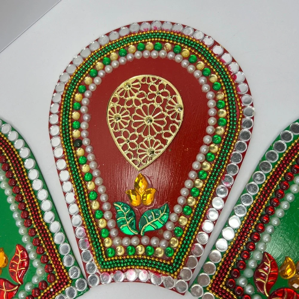 Handcrafted Rangoli Decor Set 7pc Painted Wood Diwali Art Floor or Home‎ Temple